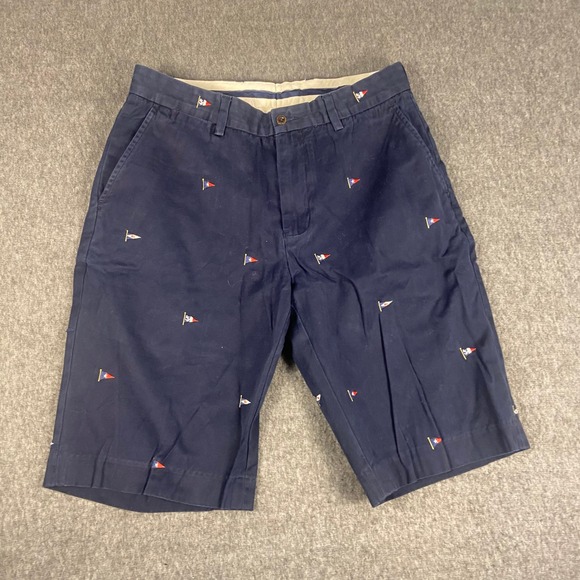 Polo Ralph Lauren Men's Navy Blue Shorts Sailboat Flag Print Cotton Casual - Picture 1 of 9